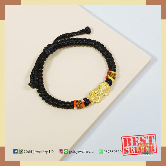 NEW Gelang tali emas hong kong 24k 999 pixiu jilin naga hitam kbns coklat MURAHHHH