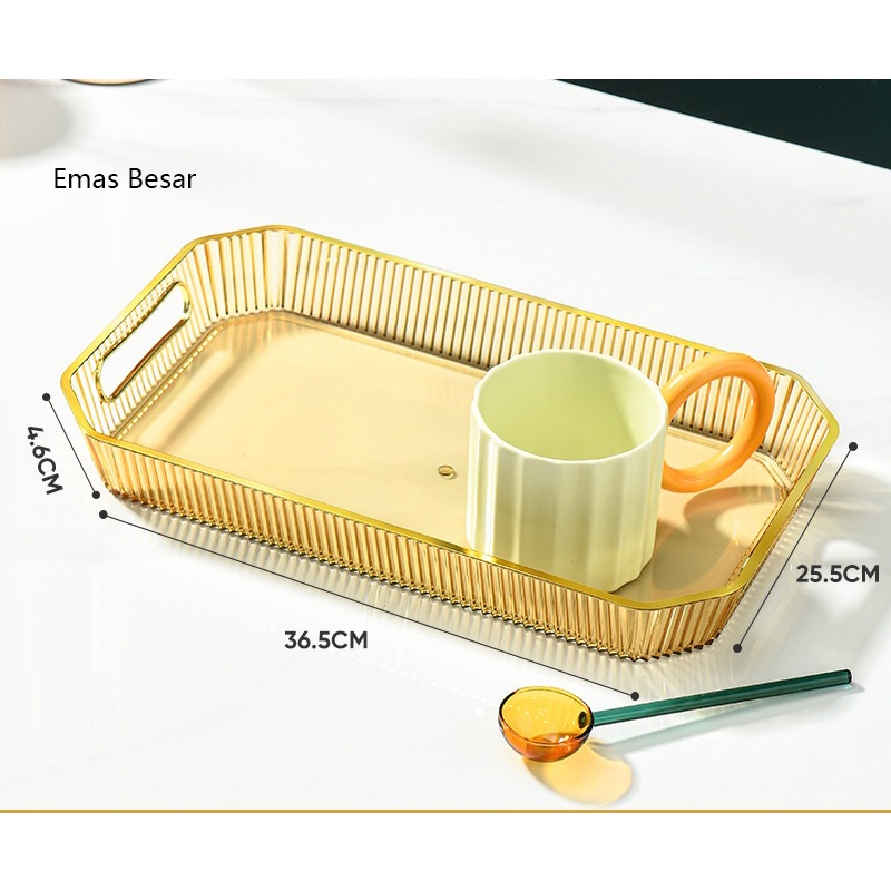 Nampan Plastik Dengan Pegangan Serbaguna Baki Tray Aesthetic Nordic Style Nampan Cantik Dekorasi Hiasan Rumah Nampan