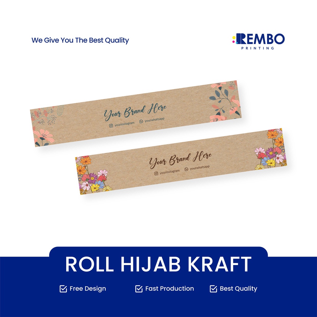 ROLL HIJAB KRAFT CRAFT *FREE DESIGN* / ROLLER HIJAB / LABEL PENGIKAT HIJAB / SOUVENIR ROLL LABEL