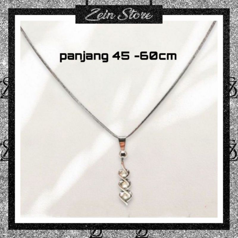 Kalung Liontin Silver Wanita Model Baris Tiga Anti Karat Selama Nya