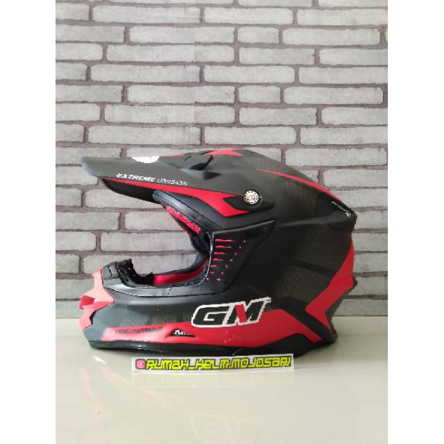 Helm GM Super cross octar black doff red motocross trail Supermoto bukan JPX Cargloss KYT