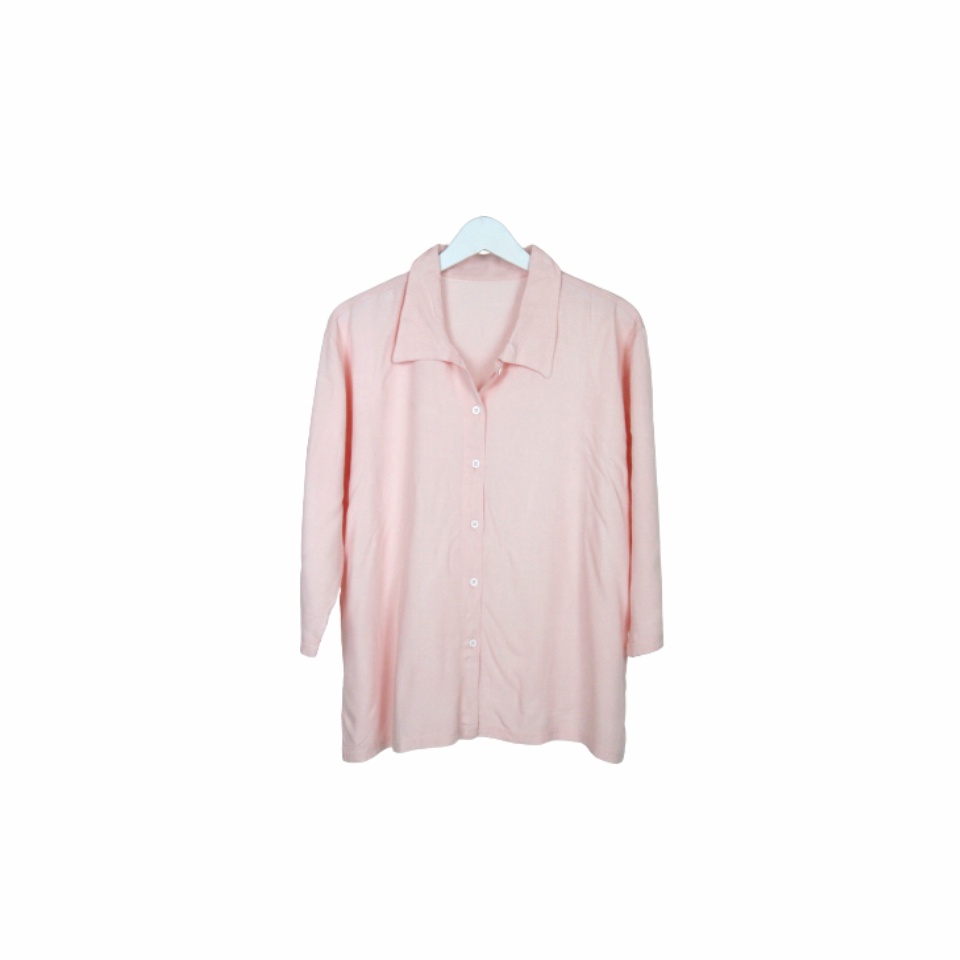 BLOUSE WANITA POLOS LENGAN PANJANG KATUN RAYON ORGANIK 7/8 ATASAN BLOUSE ALLSIZE-Blouse Pink