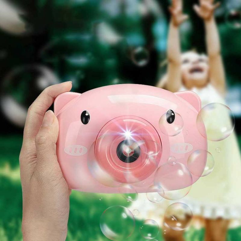 Mainan Gelembung Sabun Automatic Bubble Gun Model Pig Kamera