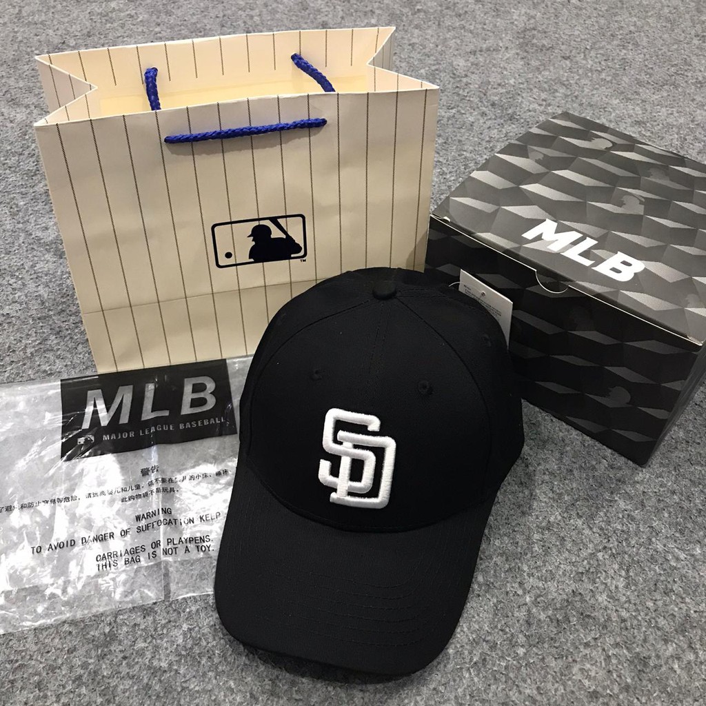 Topi MLB Original Import -San Diego Padred Black Logo White