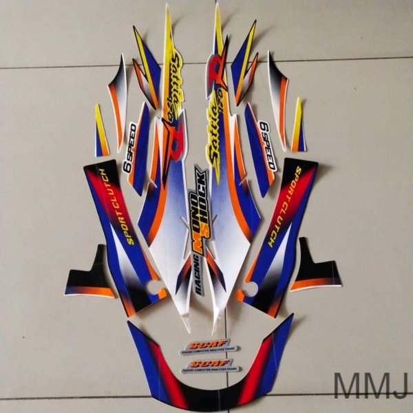 Sticker striping suzuki satria 120 r 1999 2 tak lumba kotak hitam putih