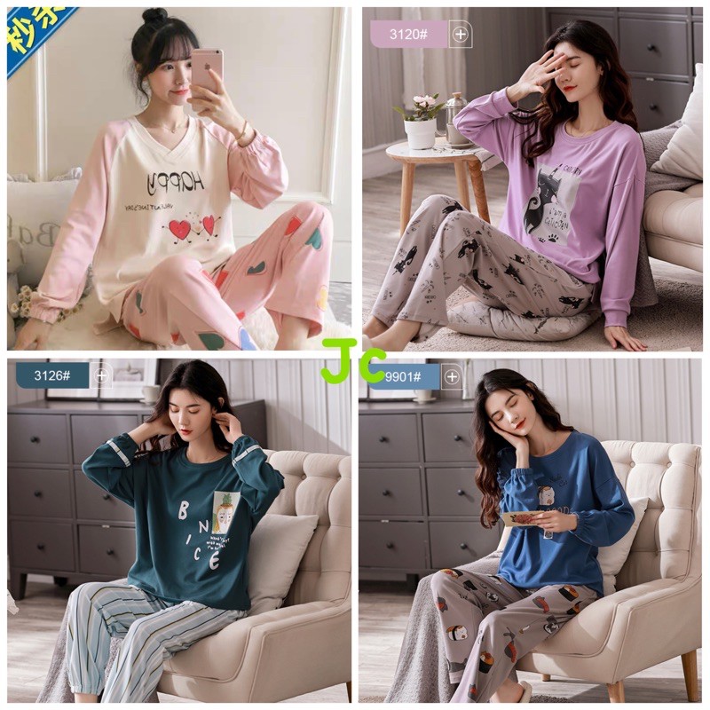 JC- STELAN IMPORT PP / Stelan piyama kaos import / Stelan tidur wanita muslimah