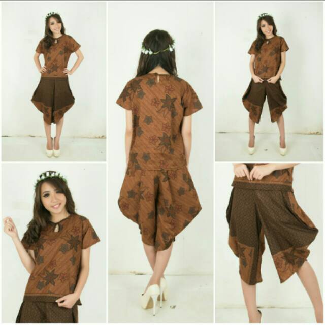 Stelan blouse celana pendek batik yuri