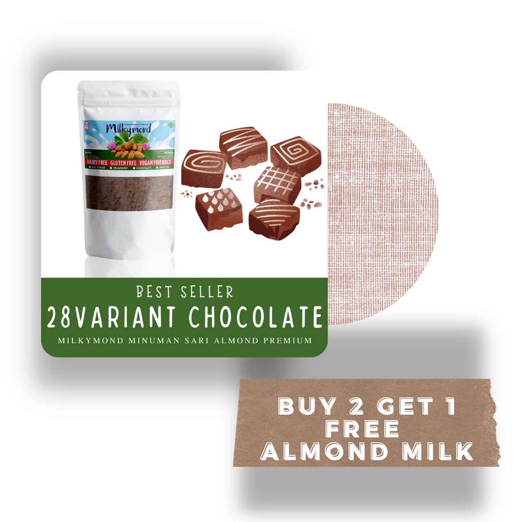 [BUY 2 GET 1 FREE] Susu Almond Premium MILKYMOND Milky Almond 180 Gram Variant 14 Rasa Chocolate