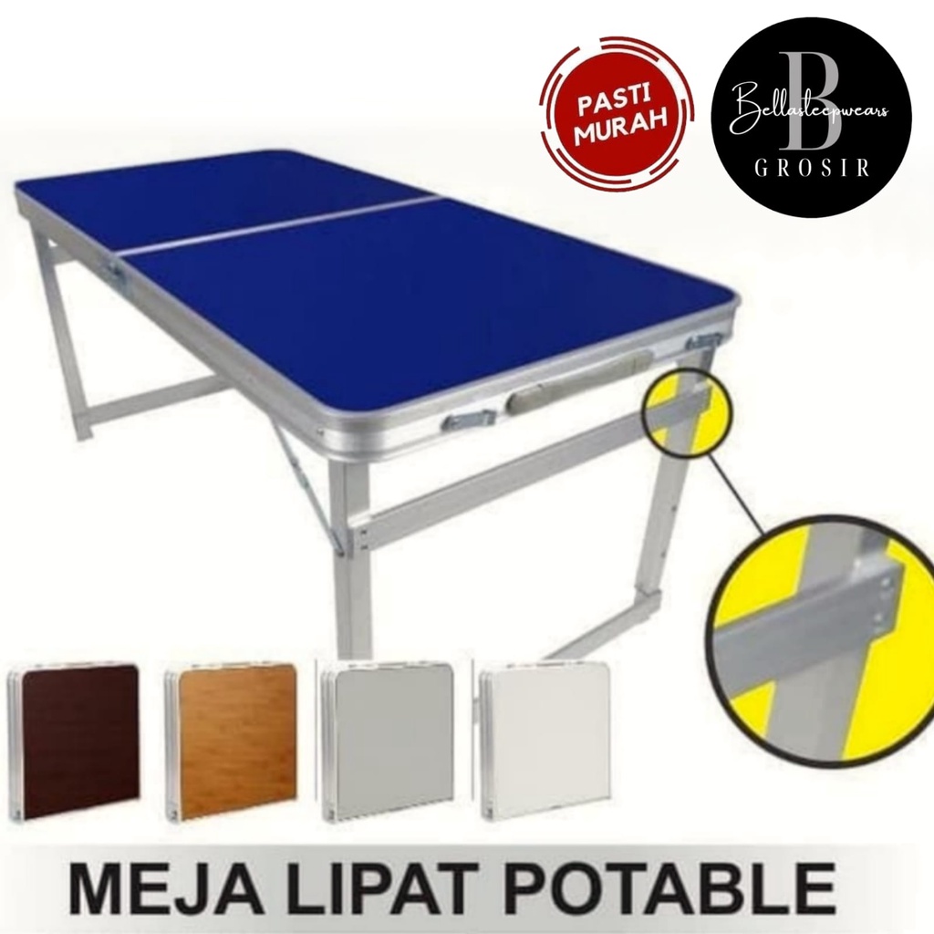 MEJA LIPAT PORTABLE KOPER TRAVEL SERBAGUNA HPL ALUMINIUM KUAT KOKOH UK 120 CM