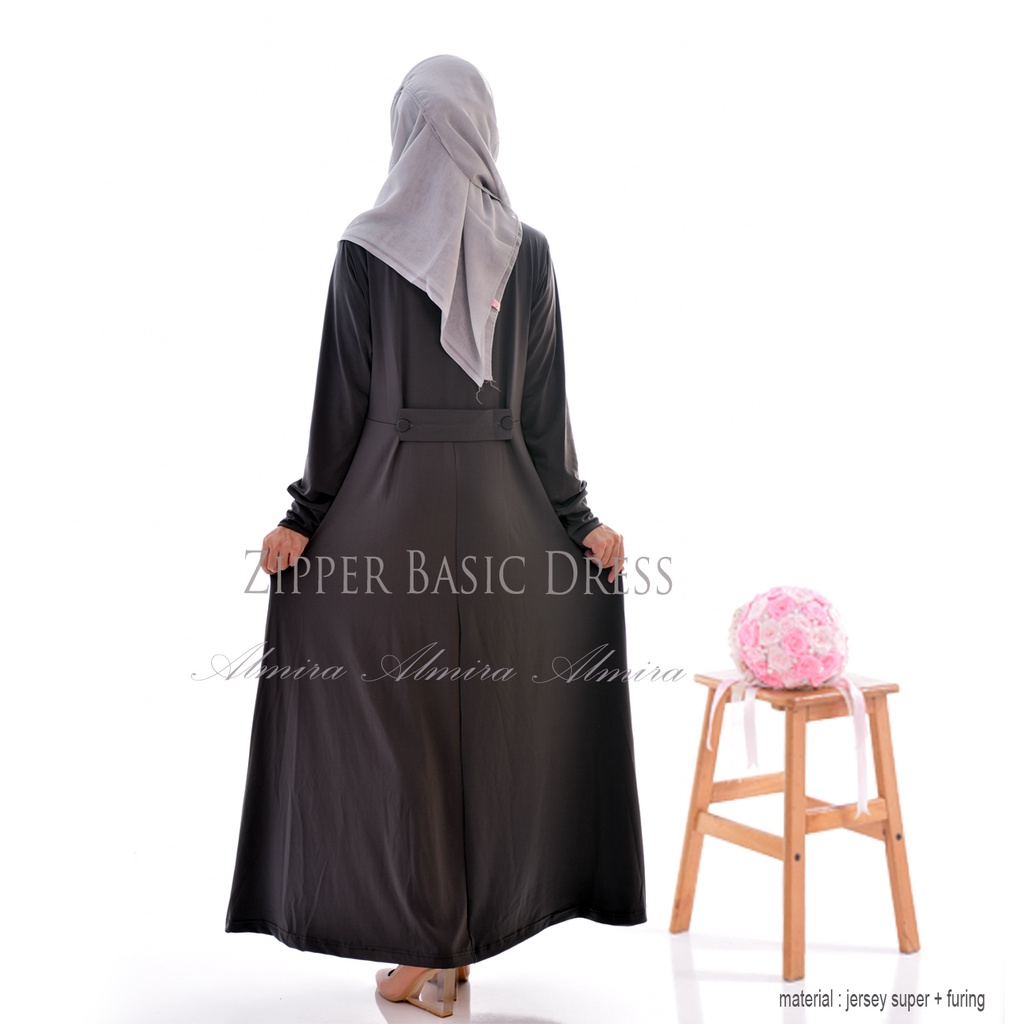 Gamis Polos Manset Gamis Dalaman Zipper Basic Dress Jersey Super Busui Friendly Griyaraditya Almira