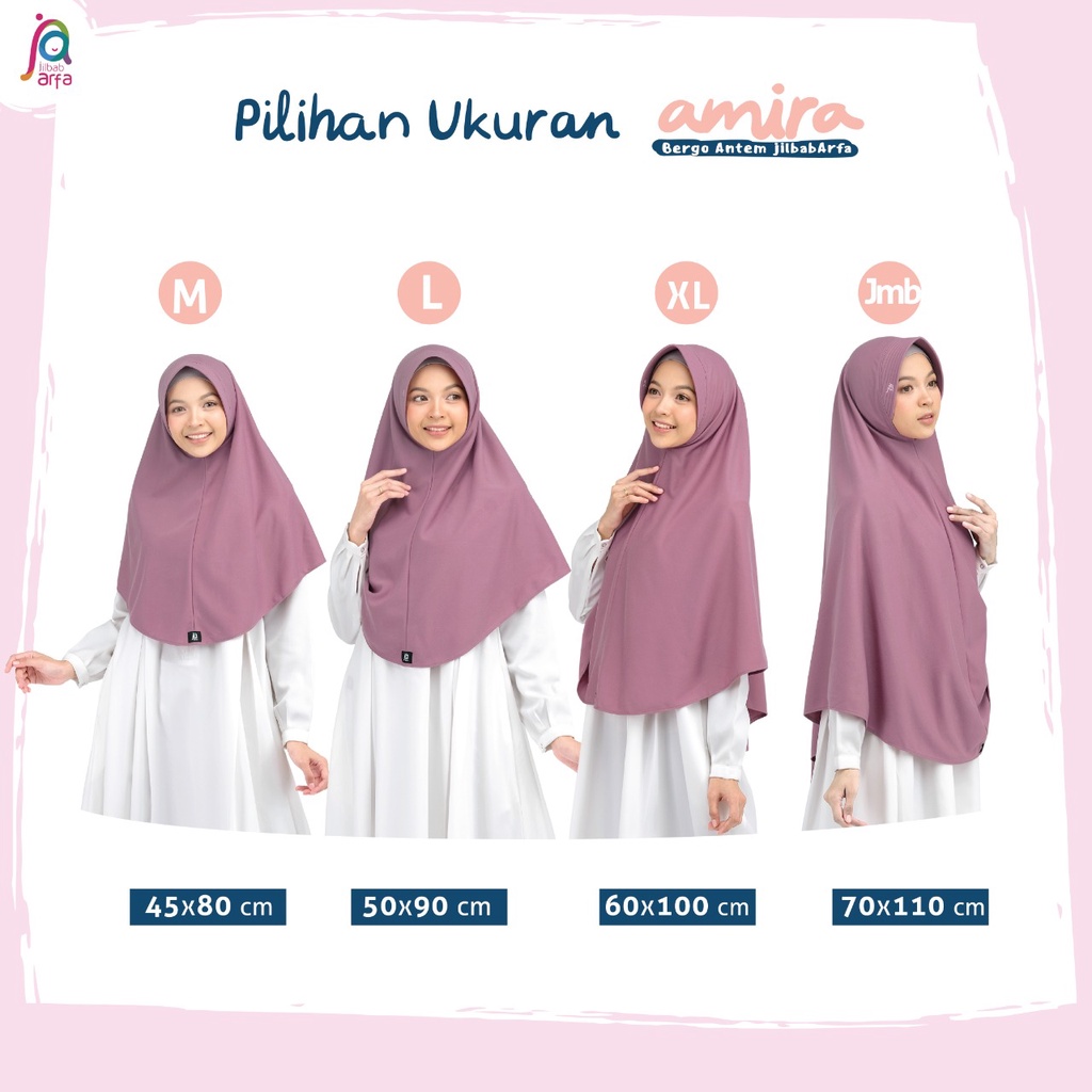 Jilbab Afra ( Jilbab Arfa ) Bergo Amira Pet Antem Size L - Jilbab Instan Bahan Kaos Adem dan Lembut