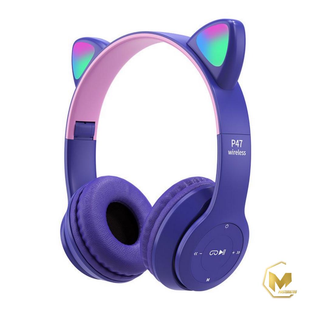 CAT EARS HEADSET headphone Hf bando telinga kucing P47m LED BANDO BLUETOOTH wireles RGB GAME HEADSET G-P47M LED WIRELESS super BASS MA4413