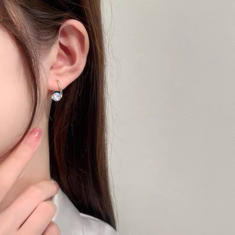 Anting Tusuk Zircon Kecil Model Silang Gaya Korea Untuk Wanita