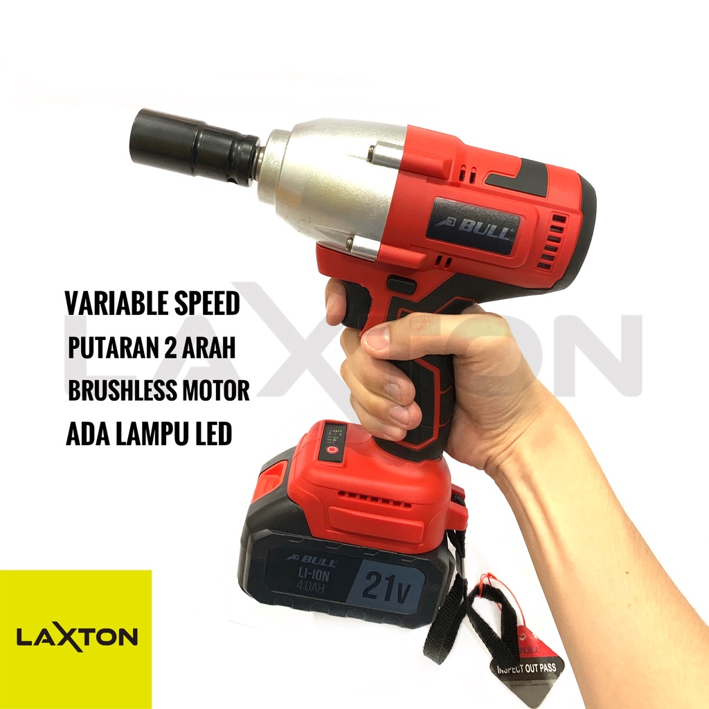 Bull Mesin Pembuka Baut Truk Impact Wrench Cordless Baterai HEAVY DUTY BL800NM