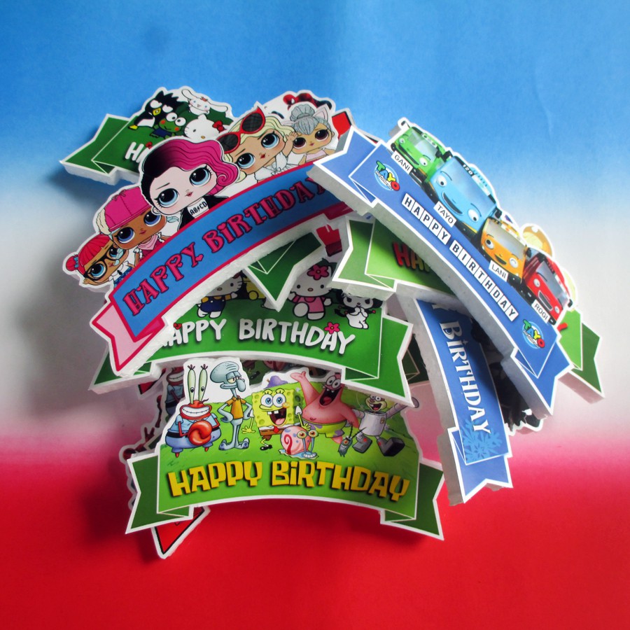 Toper Happy Birthday Styrofoam Karakter tebal 1 cm