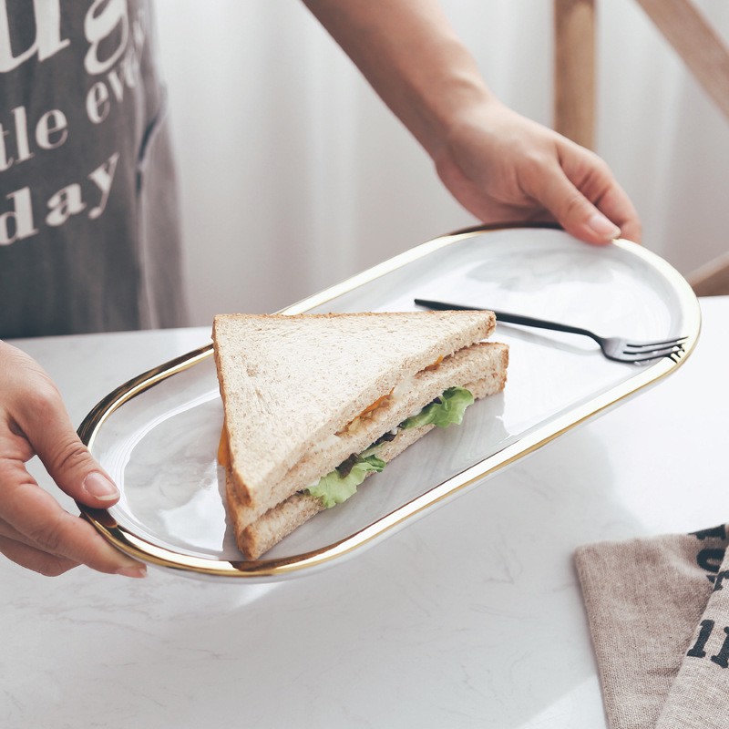 Serving Tray Marble Oval Large