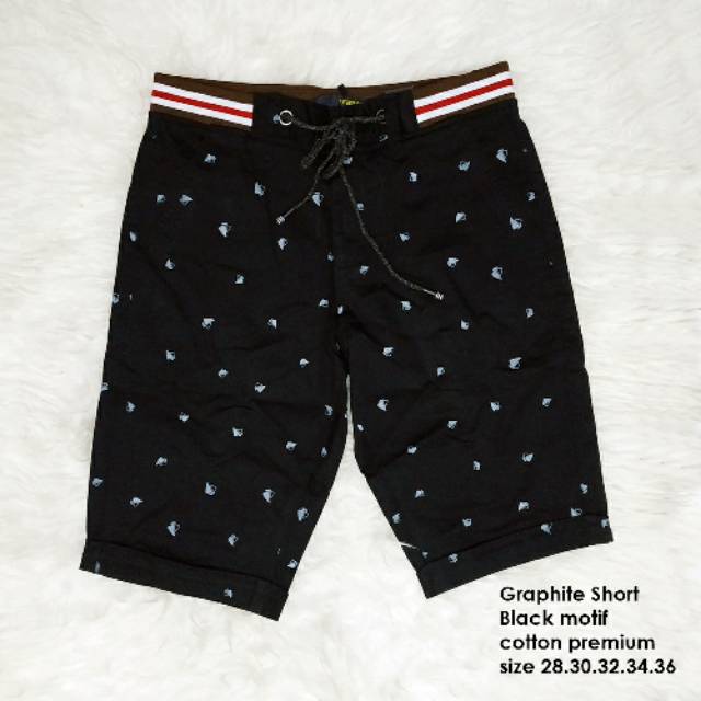 Celana pendek graphite ori import cotton hitam motif