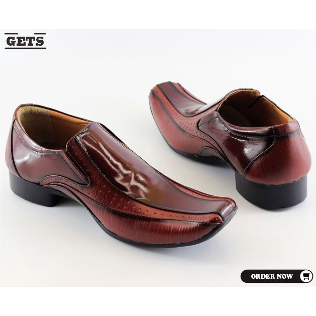 sepatu pantofel pria kulit asli casual kerja kantoran sepatu formal slip on warna maroon elegant Big Size 39-48