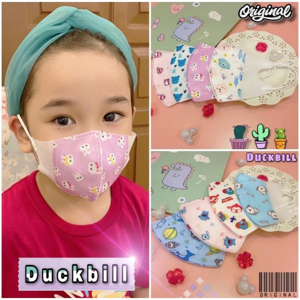 MASKER KARAKTER ANAK DUCK BILL CAREION isi 20pc MASKER DUCKBILL ANAK USIA 0-3THN /4-12THN (COWOK CEW