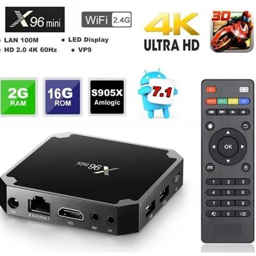 Smart TV Box X96 Mini 2GB/16GB Unlock Full Aplikasi TV & Film