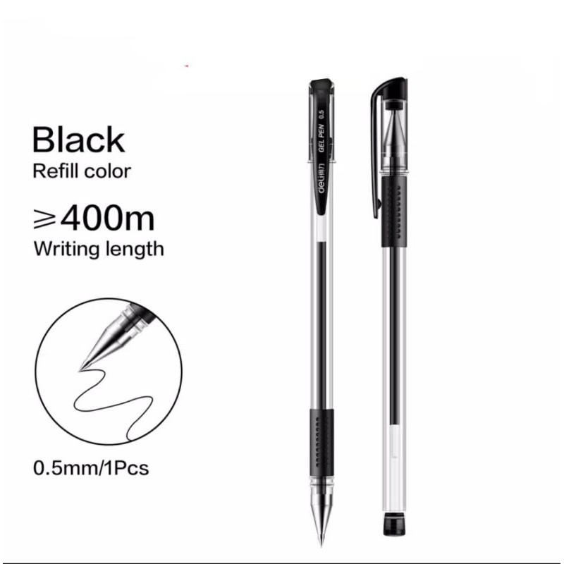 Pulpen Gel Deli 2 Pcs Hitam