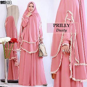 Dress Muslimah PRILLY Syari Original JUMBO XXXL   Gamis Wanita Muslimah   Gaun Dress Syari   Baju D