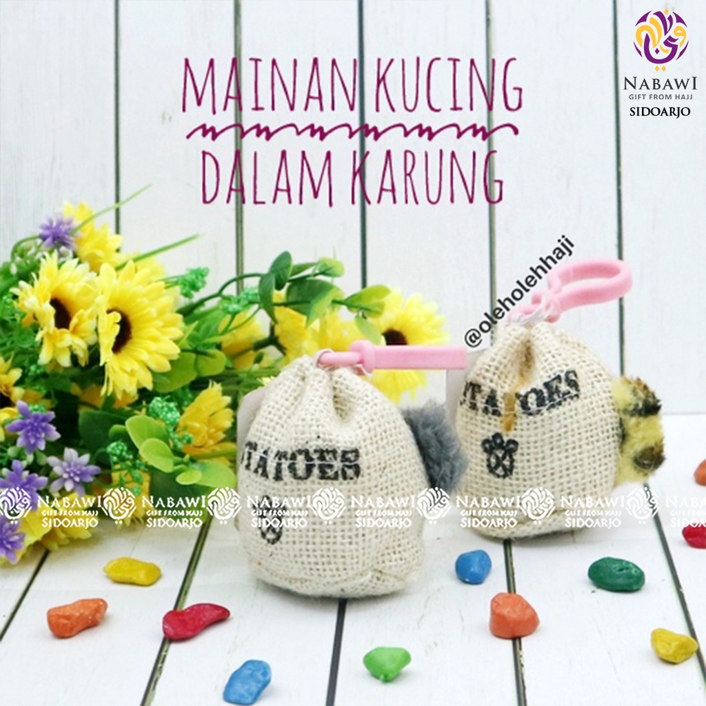 Mainan Kucing Dalam Karung/Gantungan Kunci/Grosir Oleh Oleh Haji Umroh - Nabawi Sidoarjo