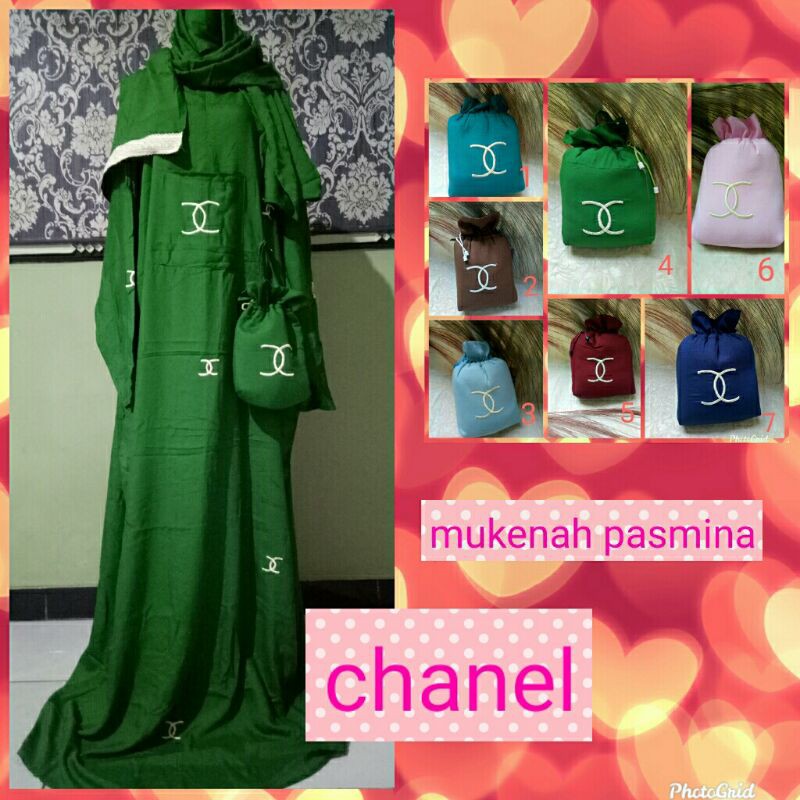 MUKENA HADRAMAUT TERUSAN PASHMINA BORDIR CHANEL