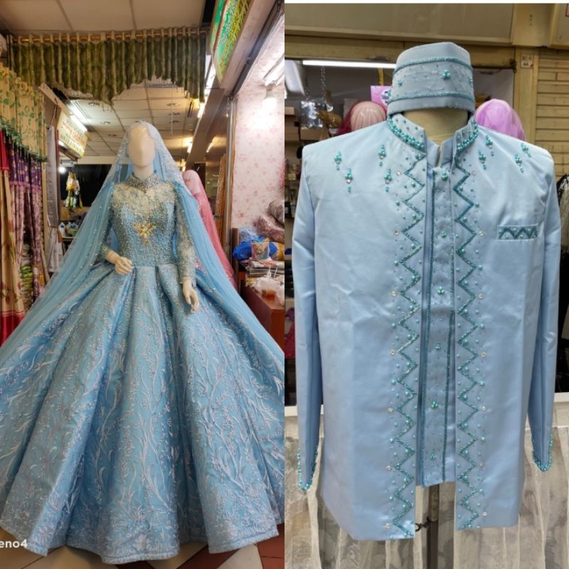 TERLARIS CAUPLE GAUN BARBIE TILE AKAR TRIDI//GAUN WEDDING FULL PAYET MODERN//BAJU MUSLIMAH//GAUN PINOKIO