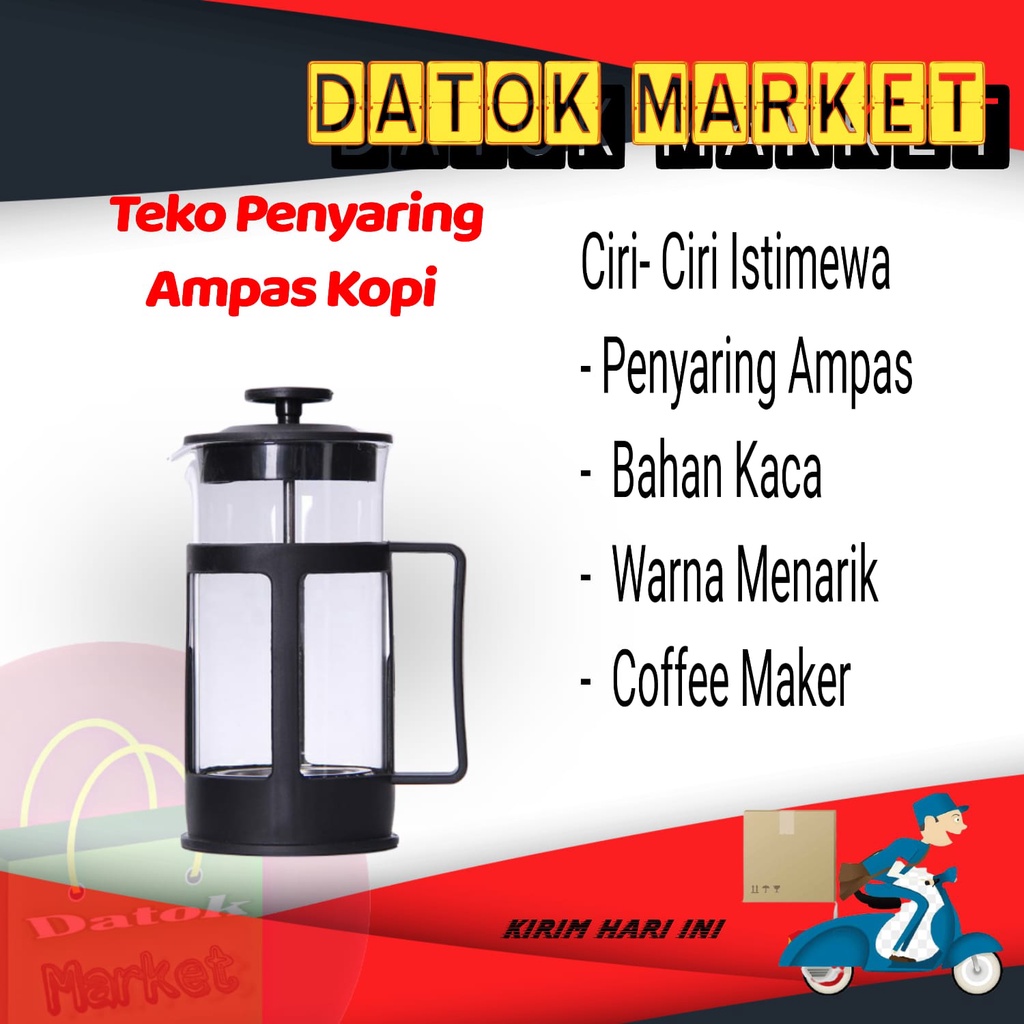 Alat french Press Gelas Teko Poci Muk Mug Cangkir Pitcher Kaca Wadah Penyaring Pemisah Ambas Kopi Te