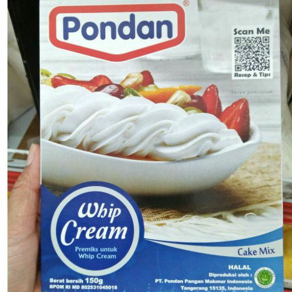 

Pondan Whip Cream 150 gr/Topping/Dessert/Cake/Minuman