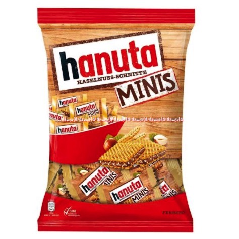 Hanuta Minis Haselnuss Schnitte 200gr Biskuit Wafer Coklat Mini Rasa Kacang Hazel Hazelnut Made in Germany Biscuits Waffer Hanutta