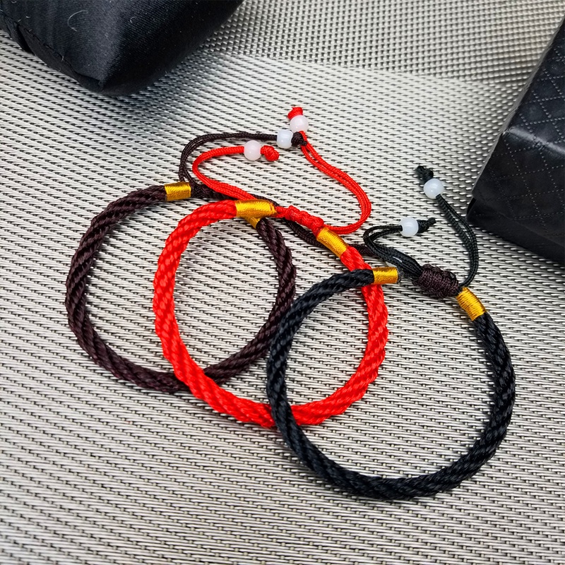 1pc Gelang Tali Handmade Warna Merah Untuk Pasangan