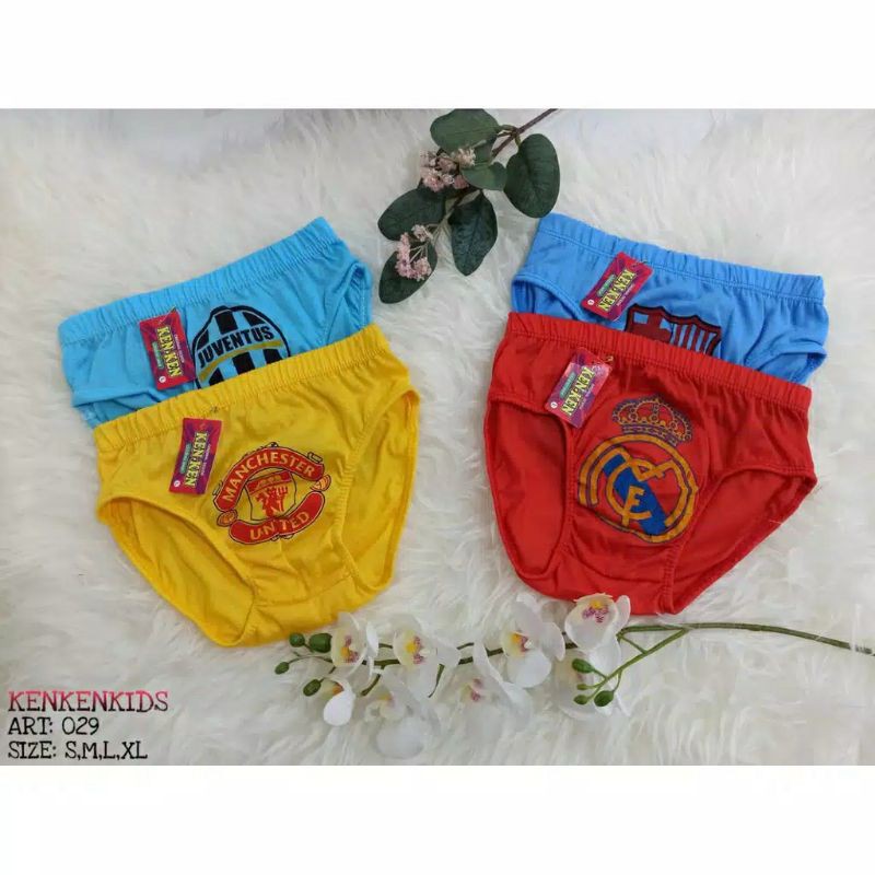 6pcs Celana Dalam anak cowok motif club bola