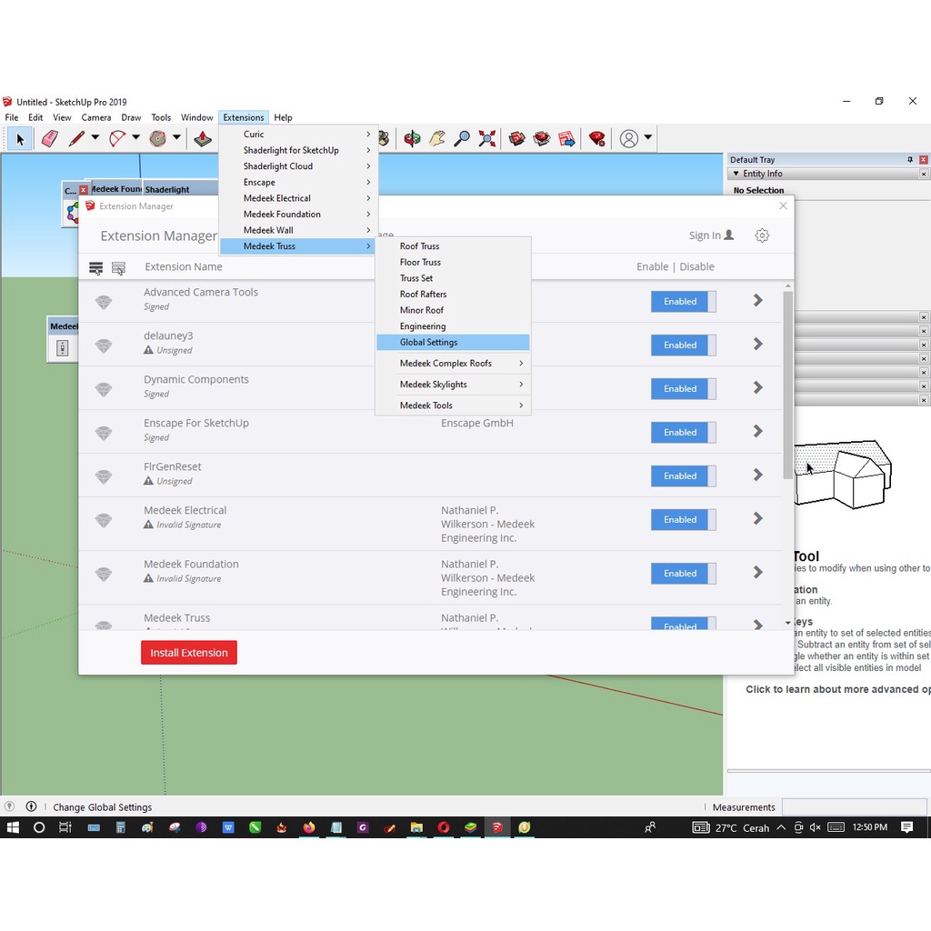 Medeek TRUSS Plugins Untuk Sketchup 2019