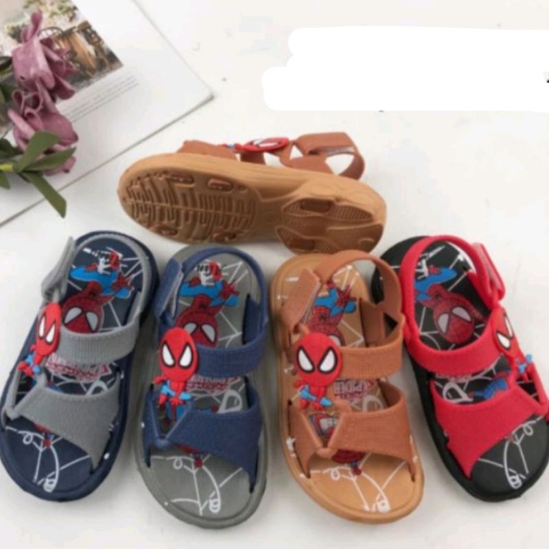 Sandal gunung anak real picture Captain America dan Spiderman uk 24-35