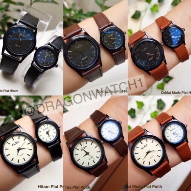 ［Ready Stock］Jam tangan couple kulit kaca biru ready 6warna jam pria wanita fashion kulit  S1071