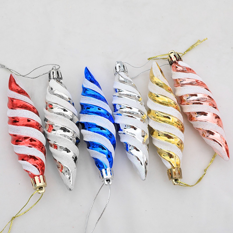 6pcs Ornamen Liontin Bentuk Bola Spiral Untuk Dekorasi Pohon Natal