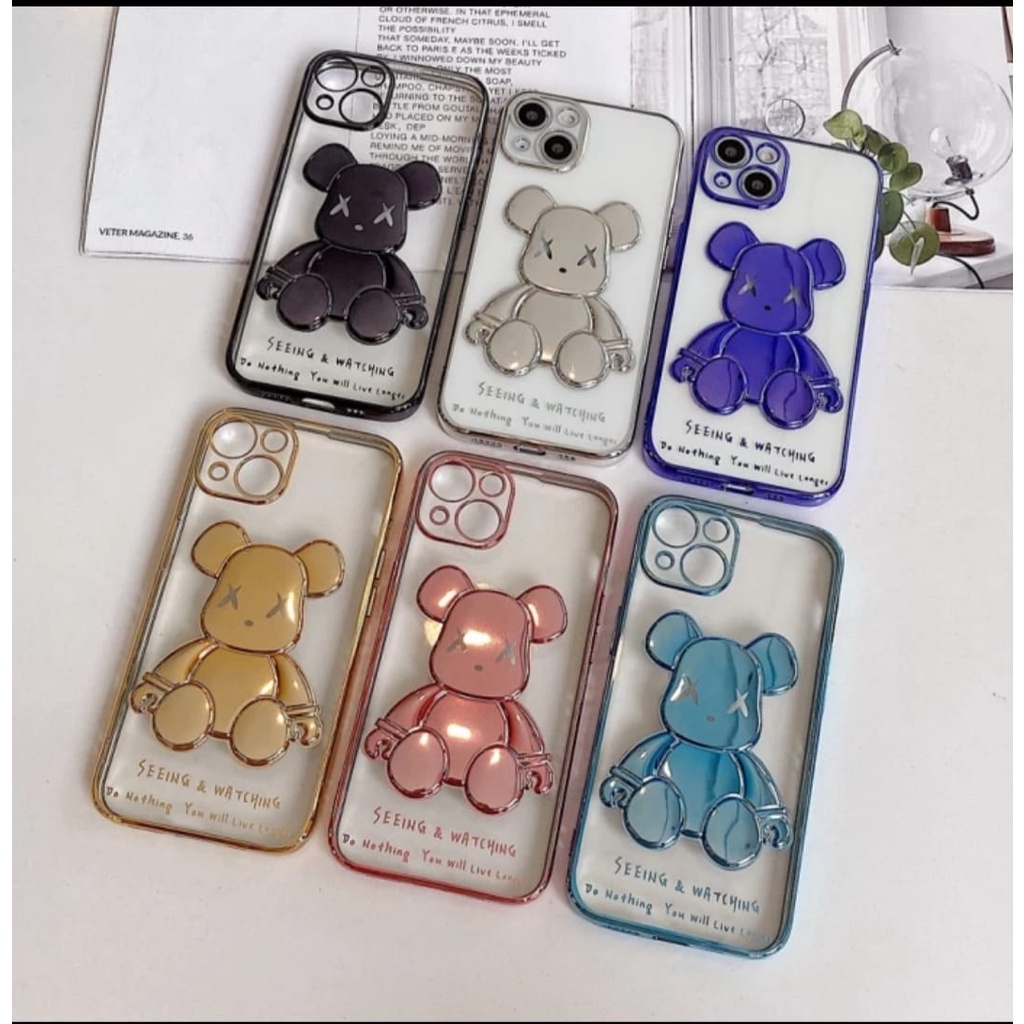 Soft Case 3D Cartoon Bear Mobile Phone 7/8/SE/7Plus/8PlusX/Xs/XsMax/11/11Pro/11ProMax/12/12Mini/12Pro/12ProMax/13/13Mini/13Pro/13ProMax