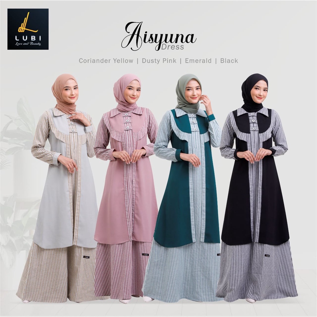 COD Lubi Aisyuna Dress Terbaru Gamis salur Original