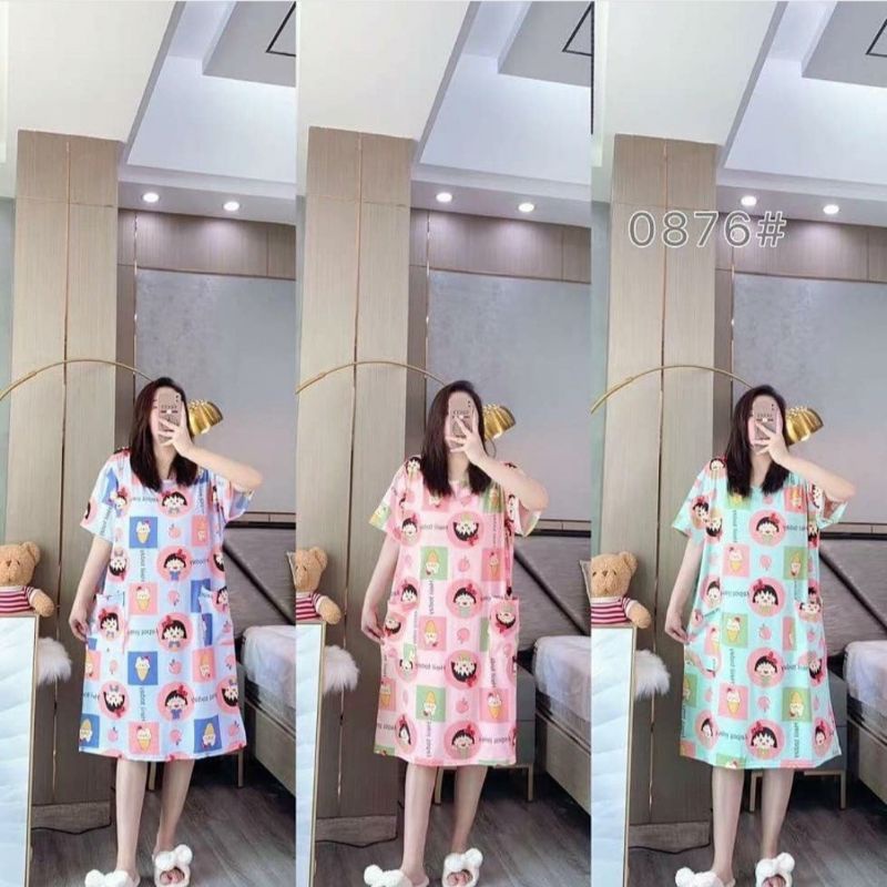 Daster Jumbo Kantong Import Chibi Maruko Chan Ice Cream Chase