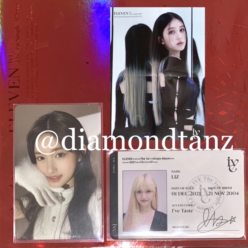 IVE eleven album red ver photocard leeseo id card pc liz miniposter gaeul or wtt trade to wonyoung r