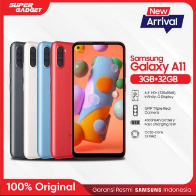 NEW ARIVAL. Samsung galaxi A11 RAM 3GB ROM 32GB garansi RESMI 1 tahun /hp Android murah /HP murah
