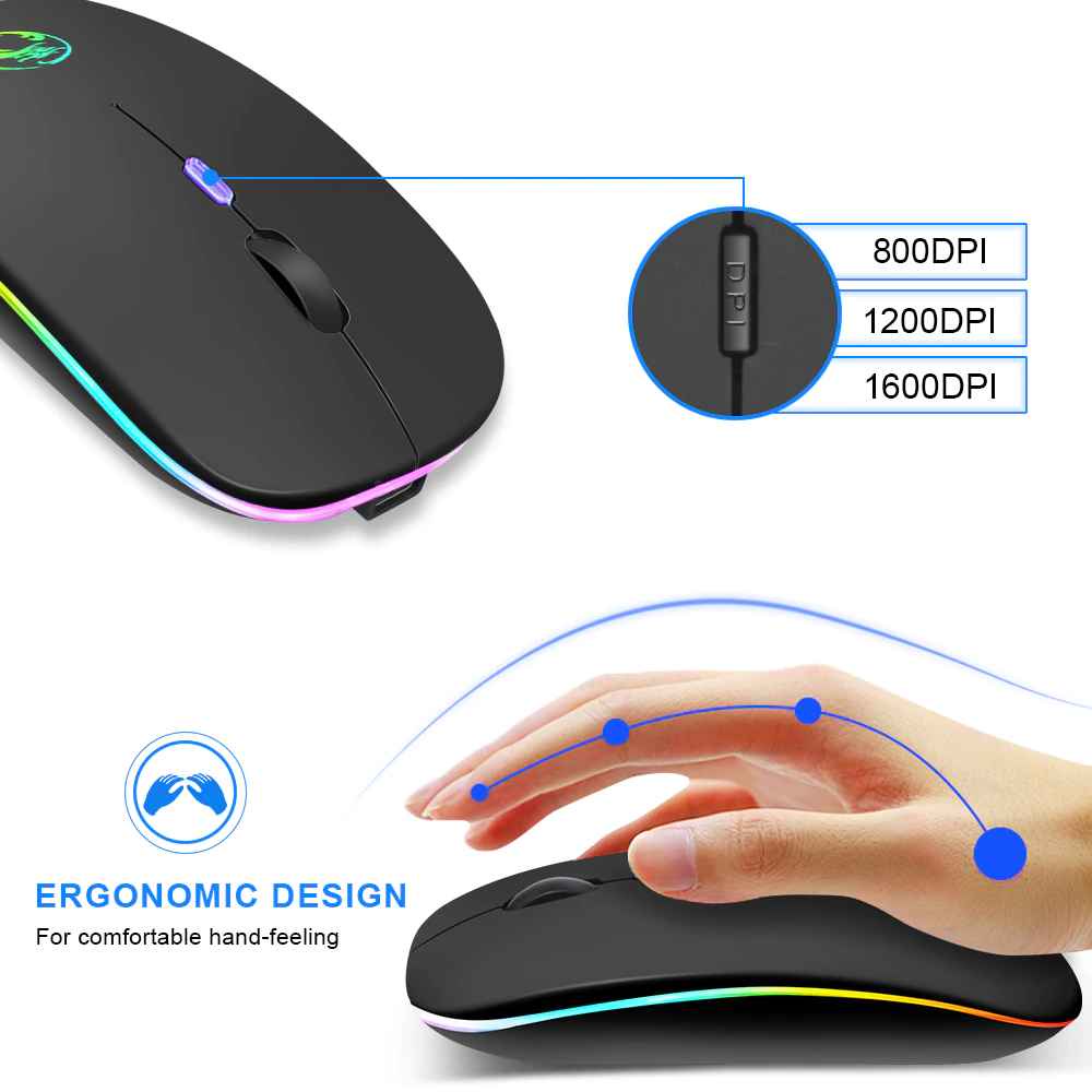 iMICE E-1300 1600 DPI 4 Buttons Recharge Bluetooth 2.4G Wireless Mouse