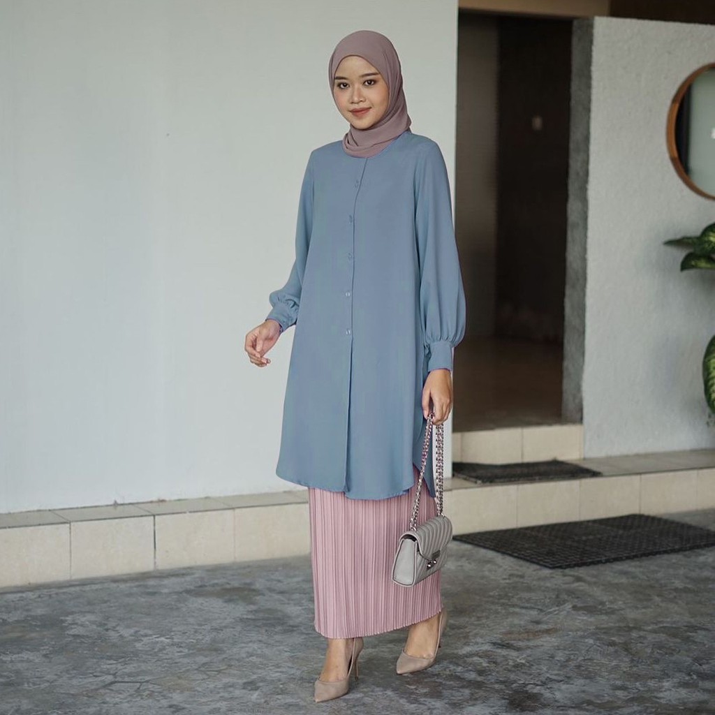Sayla Fashion | Diska Tunik Wanita Jumbo | Tunik Busui Friendly | Tunik Kerah Sanghai | Tunik Belah 