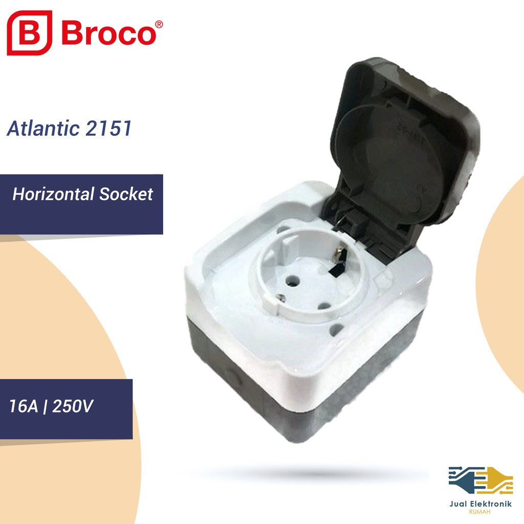 BROCO 2151 Atlantic Single Socket Outlet Outdoor Stop Kontak Tutup