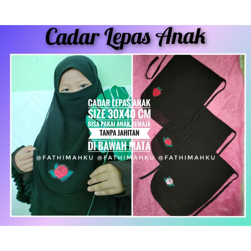 Cadar Anak 2 layer Ceruty babydoll/Niqab anak motif/Cadar Tali 2 layer