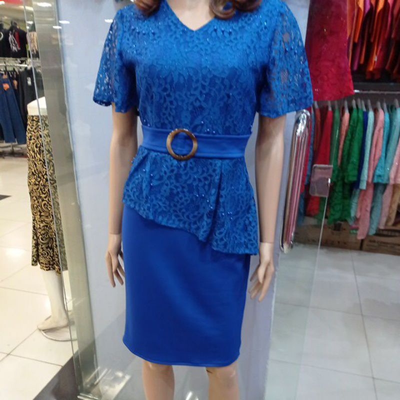 dress bhn brokat kombinasi bahan scuba. mewah