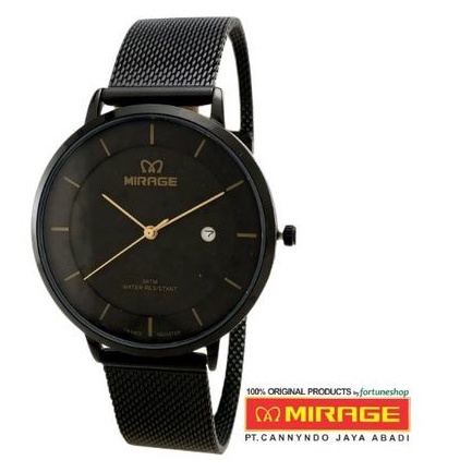 Jam Tangan Pria Mirage 8677M Rantai Pasir Full Hitam