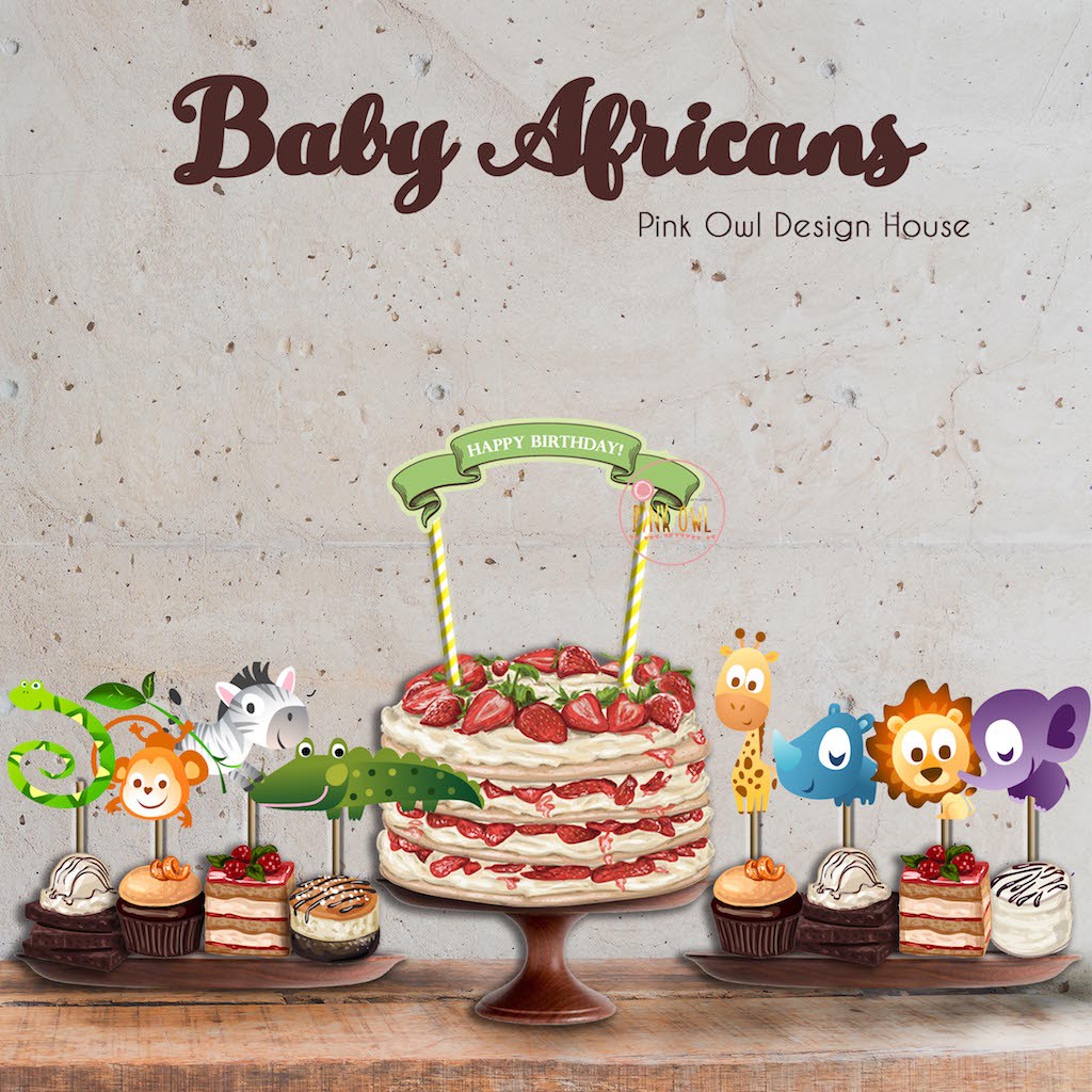Baby Animals African Cake Topper